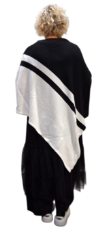 Poncho Warmy Streep zwart-wit