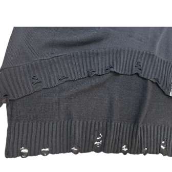 Ruim vallend vest Bella zwart met grote rits
