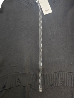 Ruim vallend vest Bella zwart met grote rits