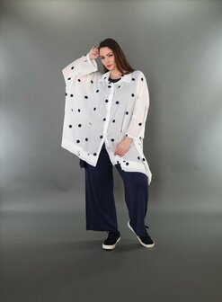Blouse Marelia Dotsit wit -donkerblauw