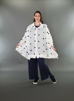 Blouse Marelia Dotsit wit -donkerblauw