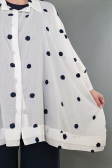 Blouse Marelia Dotsit wit -donkerblauw