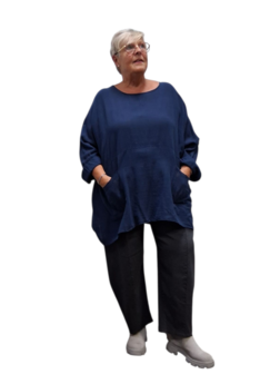 Ruim vallende tuniek donkerblauw
