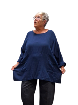Ruim vallende tuniek donkerblauw