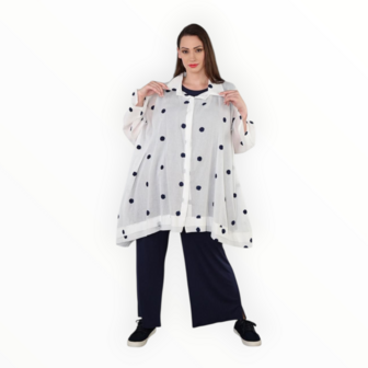 Blouse Marelia Dotsit wit -donkerblauw
