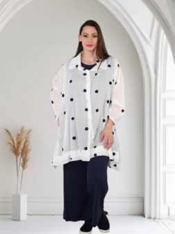 Blouse Marelia Dotsit wit -donkerblauw
