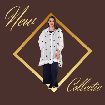 Blouse Marelia Dotsit wit -donkerblauw