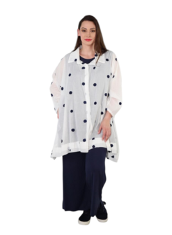 Blouse Marelia Dotsit wit -donkerblauw