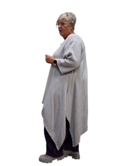 Tuniek asymmetrisch grijs mousseline stof