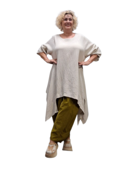Tuniek asymmetrisch zand mousseline stof