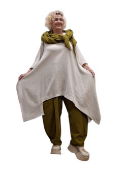 Tuniek asymmetrisch zand mousseline stof