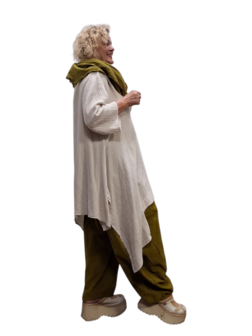 Omslagdoek grote sjaal olijfgroen mousseline stof