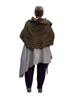Omslagdoek grote armygroen mousseline stof