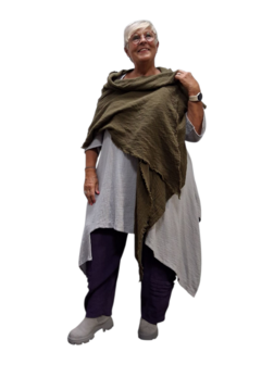Omslagdoek grote armygroen mousseline stof