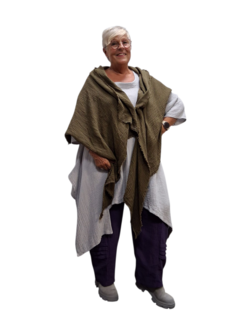Omslagdoek grote armygroen mousseline stof