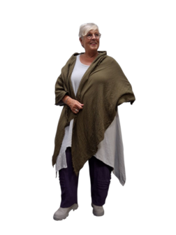 Omslagdoek grote armygroen mousseline stof
