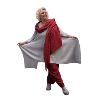 Omslagdoek grote sjaal rood mousseline  stof