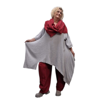Omslagdoek grote sjaal rood mousseline  stof