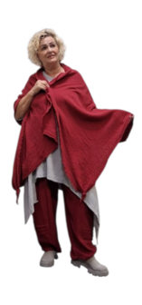 Omslagdoek grote sjaal rood mousseline  stof