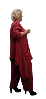 Tuniek asymmetrisch grote A-lijn rood mousseline stof