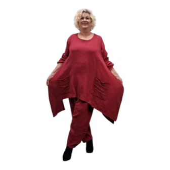 Tuniek asymmetrisch grote A-lijn rood mousseline stof