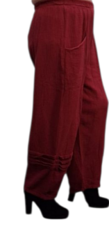Broek rekbare taille rood mousseline stof