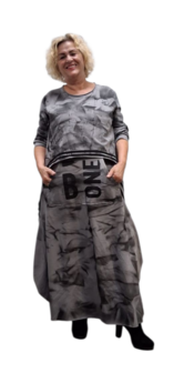 Jurk grijs met print