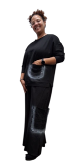 Driedelige set zwart met print