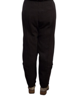 Broek rekbare taille donker bruin mousseline stof