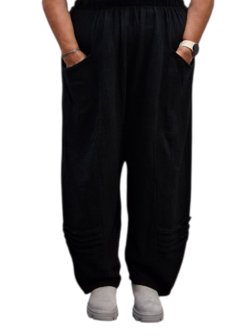 Broek rekbare taille zwart mousseline stof
