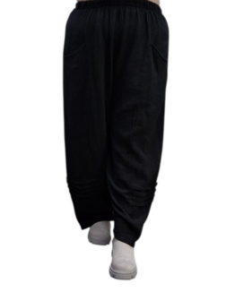 Broek rekbare taille zwart mousseline stof