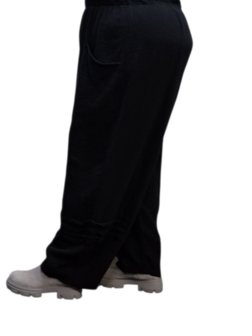 Broek rekbare taille zwart mousseline stof
