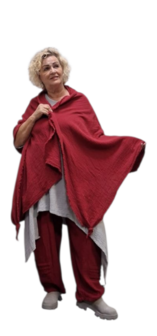 Omslagdoek grote sjaal rood mousseline  stof