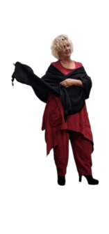 Omslagdoek grote sjaal zwart mousseline  stof