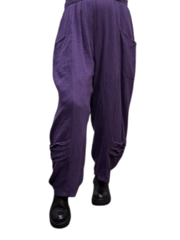 Broek rekbare taille purple mousseline stof