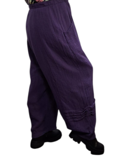 Broek rekbare taille purple mousseline stof