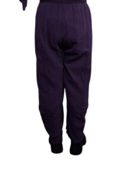 Broek rekbare taille purple mousseline stof