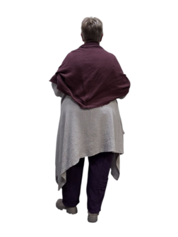 Omslagdoek grote sjaal aubergine mousseline stof
