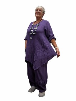 Tuniek met zak purple asymmetrisch mousseline stof