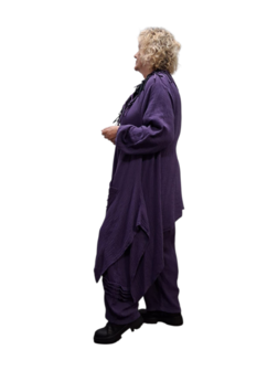Tuniek grote A-lijn purple mousseline stof asymmetrisch 