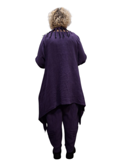 Tuniek grote A-lijn purple mousseline stof asymmetrisch 