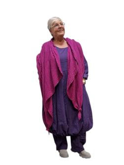 Omslagdoek grote sjaal fuchsia  mousseline stof