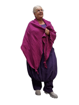 Omslagdoek grote sjaal fuchsia  mousseline stof