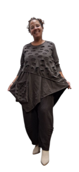Tuniek asymmetrisch donker bruin tweelaags