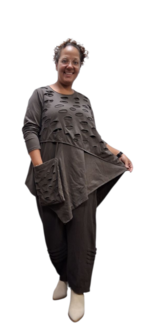 Tuniek asymmetrisch donker bruin tweelaags