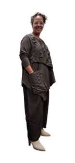 Tuniek asymmetrisch donker bruin tweelaags