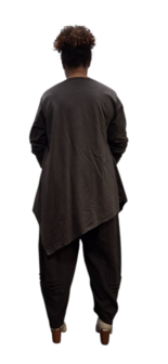 Tuniek asymmetrisch donker bruin tweelaags