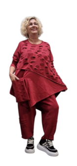 Tuniek asymmetrisch rood tweelaags