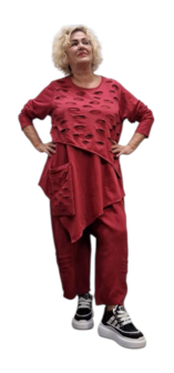 Tuniek asymmetrisch rood tweelaags