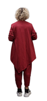 Tuniek asymmetrisch rood tweelaags